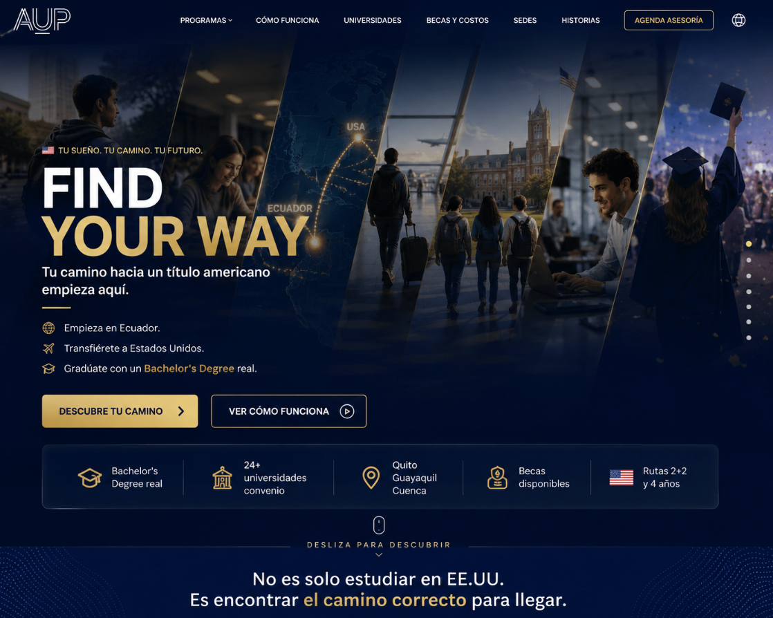 Referencia visual del hero Find Your Way
