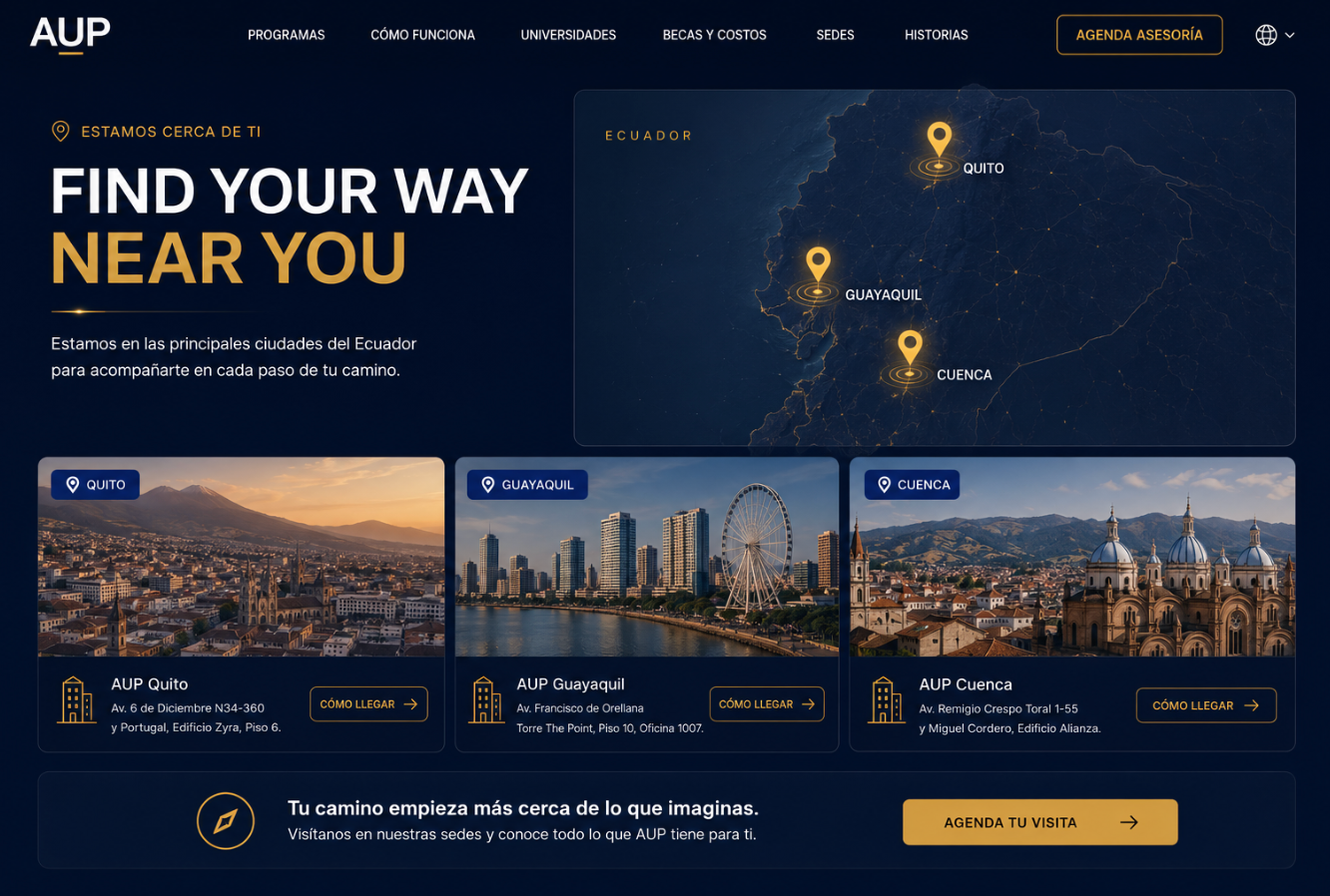 Referencia visual de la sección Find your way near you